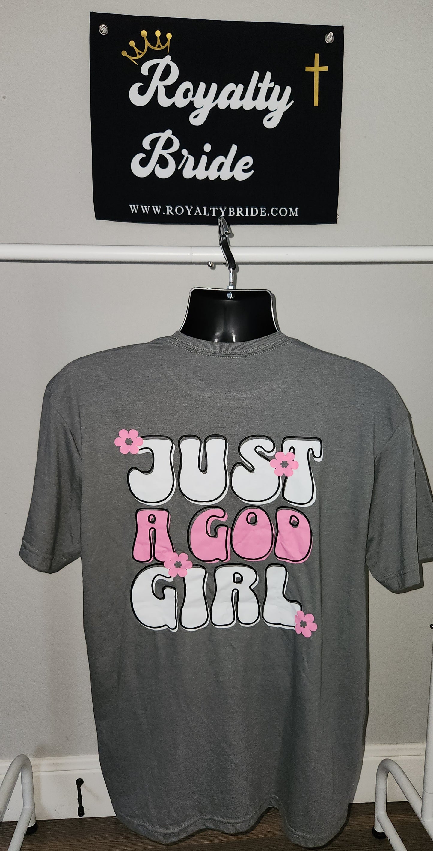"JUST A GOD GIRL" - Gray Softstyle T-Shirt