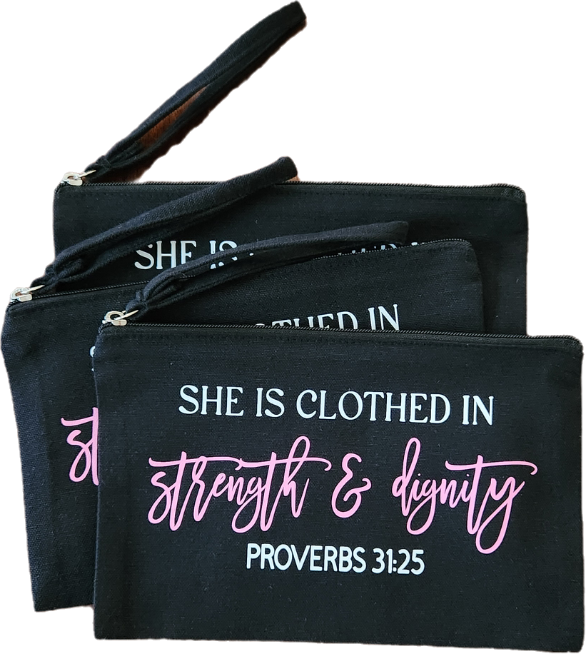"She Is Clothed" - Black Pouch