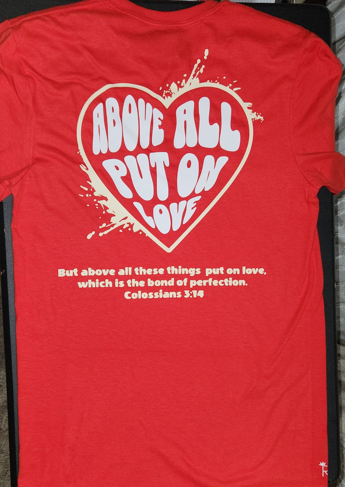 "PUT ON LOVE" Red Unisex T-Shirt